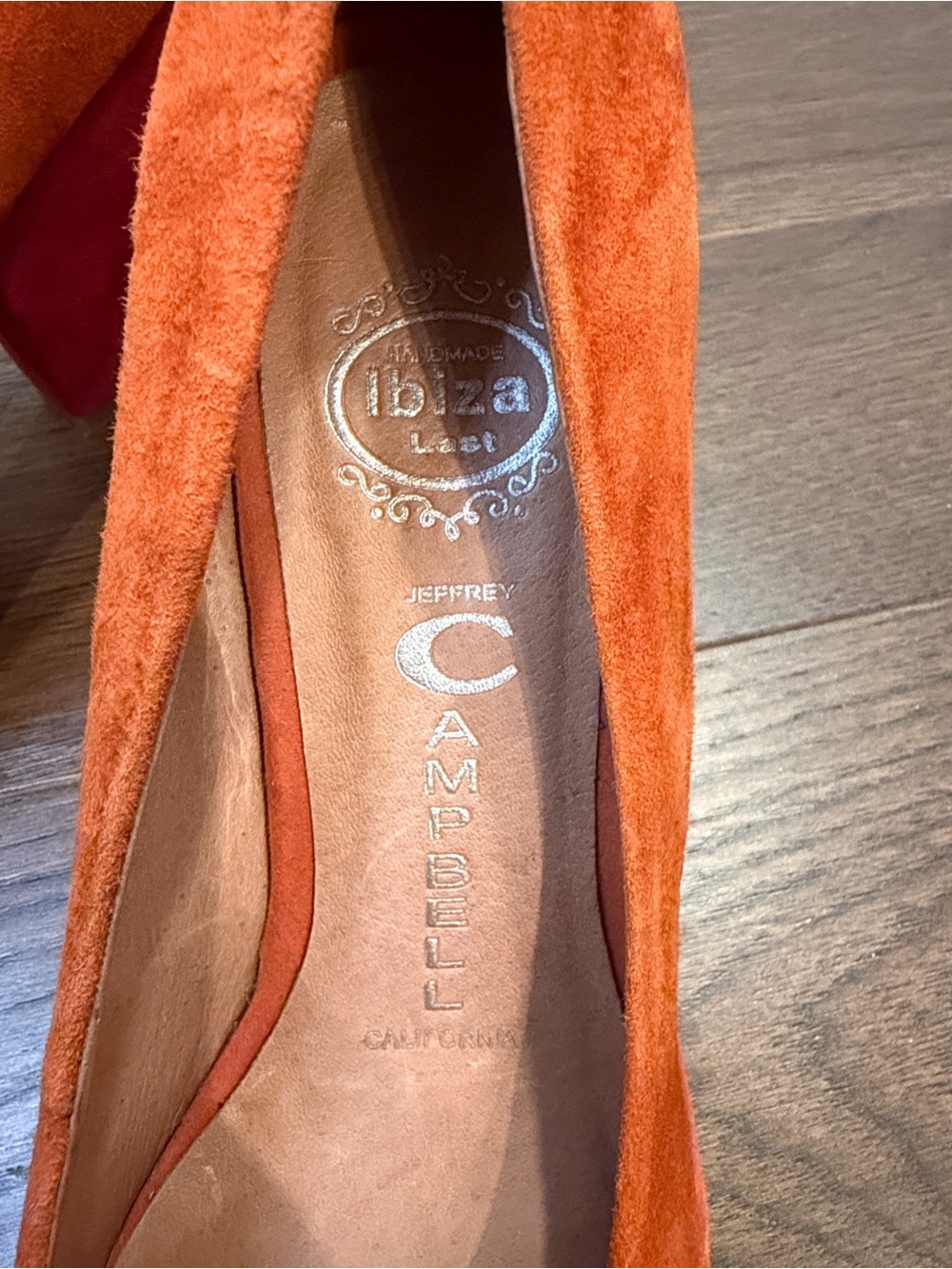 Jeffrey Campbell "Ibiza" Suede Orange Block Heel Pumps Size 8 - C61-003 - Picture 4 of 11